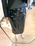 Black Sequin Midi Skirt