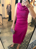 Magenta Draped Satin Dress