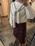 Burgundy Plaid Asymmetrical Skirt