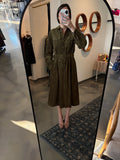 Olive Suede Belted Dress
