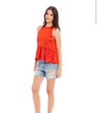 Orange Ruffle Hem Top
