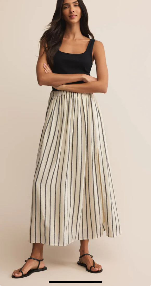 Black Stripe Side Slit Skirt