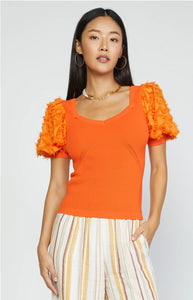 Orange Contrast Sleeve Top