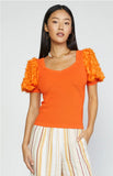 Orange Contrast Sleeve Top