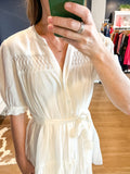 White Short Sleeve Button Down Dress