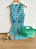 Teal Triangle Cinch Waist Dress