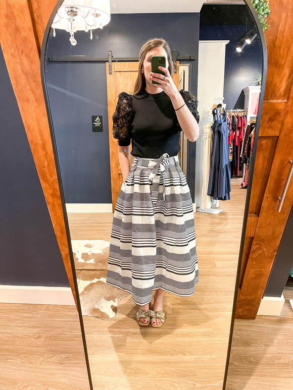 Striped Midi Full Skirt
