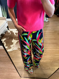 Multi Navy Print Straight Pants