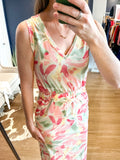 Petal Print Rope Tie Dress