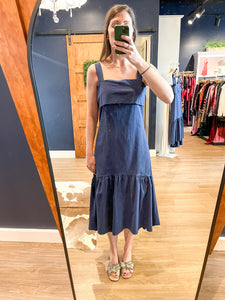 Navy Midi Tie Back Dress