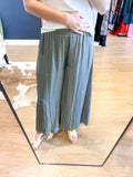 Olive Grey Satin Culotte Pants