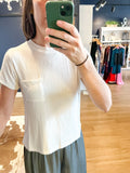 White Ribbed Tee w/ pocket