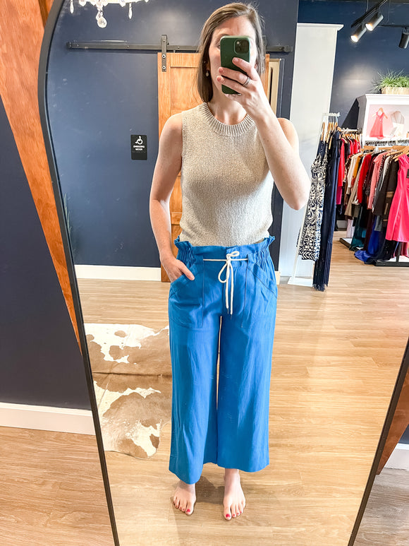 Cobalt Paperbag Pants