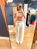 Pink Striped Crochet Tank