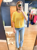 Yellow Crochet Short Sleeve Sweater