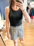 Black Gingham Shorts