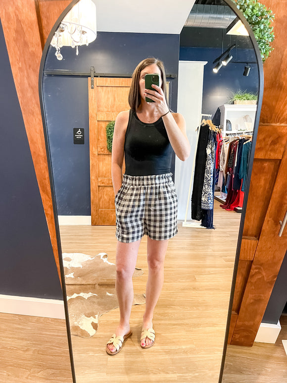 Black Gingham Shorts