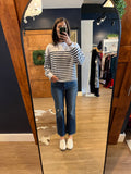 White/Navy Striped Sweatshirt