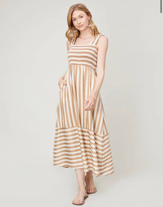 Cafe au Lait Smocked Top Stripe Dress