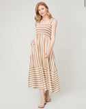 Cafe au Lait Smocked Top Stripe Dress