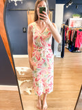Petal Print Rope Tie Dress