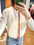 White Mixed Material Short Jacket
