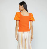 Orange Contrast Sleeve Top
