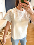 White Tee w/ Lace Top