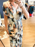 Multi Swirl Gathered Waist Maxi Dress