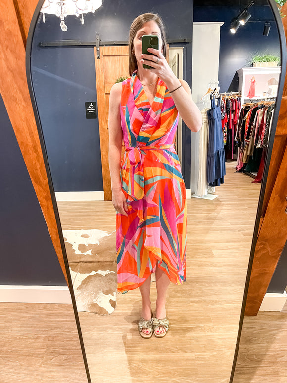 Orange Hi Lo Dress w/ Tie Waist