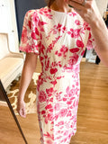 Pink Floral Short Sleeve Dress