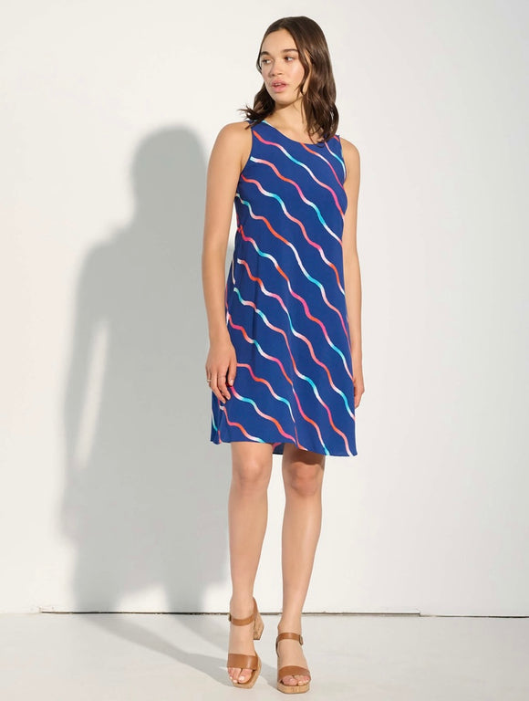 Navy Waves Swing Dress