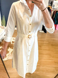 Ivory Linen Shirt Dress