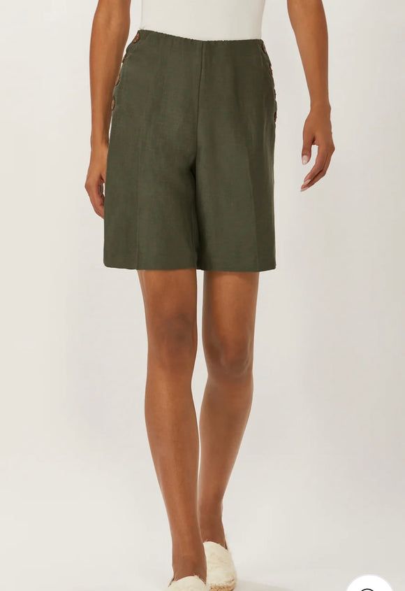 Dark Olive Short w/ Side Buttons