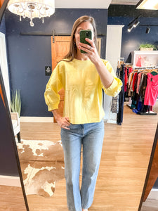 Yellow Mixed Texture Sweatshirt