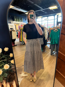 Black Tiered Gingham Skirt
