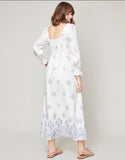 Ivory Smock Top Puff Sleeve Maxi Dress