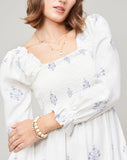 Ivory Smock Top Puff Sleeve Maxi Dress