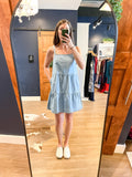 Chambray Tiered Mini Dress