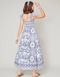Navy Print Smock Top Midi Dress