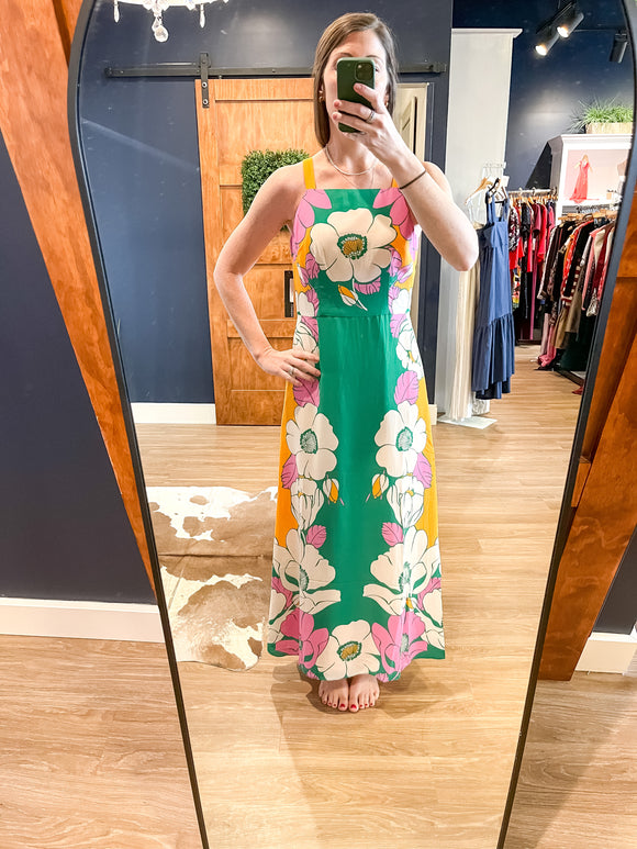 Orange/Pink Floral Print Maxi