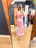 Pink Floral Short Sleeve Dress