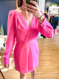 Hot Pink Faux Wrap Mini Dress