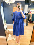 Royal Blue Button Top Poplin Dress