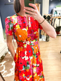 Floral Flame Short Sleeve Maxi Dress