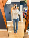 Ivory Crochet Scallop Wrist Sweater