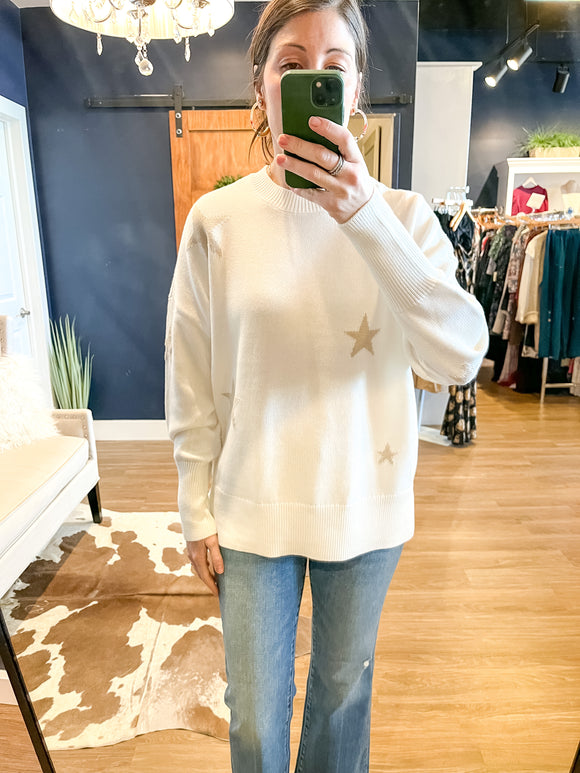 Ivory/Tan Star Sweater