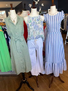 Lt Blue Striped Tie Back Dress