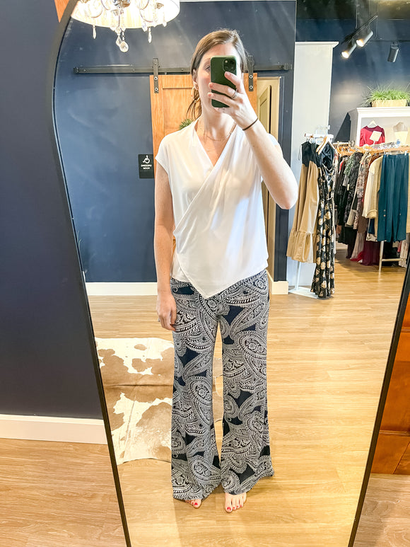 White Crossover Soft Knit Sleeveless Top