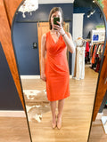 Orange Sleeveless Dress w/ Tucks